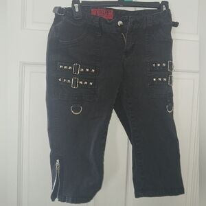 Tripp nyc Women's Black Jean Short with Studded Details